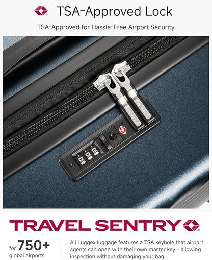 24 Inch Luggage with Spinner Wheels, KVC Expandable Hardside Medium Checked Suitcase (EX-Core, Charcoal Metallic, 24 Inch, 70L-76L)