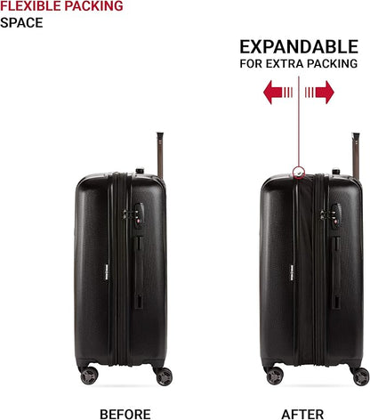 SwissGear 7272 Energie Expandable Hardside Luggage With Spinner Wheels and TSA Lock, Black, Checked-Medium 24-Inch