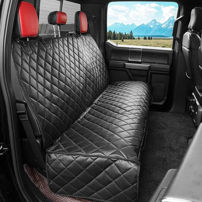 Dog Truck Seat Cover for Back Seat,Waterproof Back Seat Cover for Truck,Heavy-Duty Scratchproof Pu Leather Bench Seat Covers for Trucks Ford F-Series/Chevrolet Silverado/Ram/Jeeps