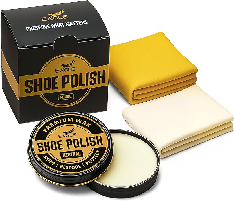 Eagle Shoe Polish Wax – Premium High-Gloss Shine – Restores Color, Covers Scuffs, Nourishes & Protects - 3-Piece Kit
