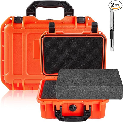 1 Pcs 22.4 x 16.1 x 10.2 Inch Waterproof Hard Case with DIY Customizable Foam Insert Portable Protective Case with Knife for Camera Drones Equipments Tools Test Instruments (Reddish Orange)