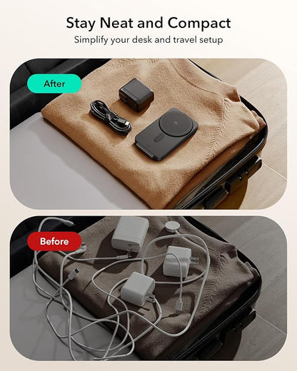 ESR 3 in 1 Charging Station for Apple, Qi2.2 25W MagSafe Charger with CryoBoost, Phone-Cooling Wireless Charging Station Foldable, for iPhone 17/16 with iOS 26(50W Adapter), AirPods, Apple Watch,Black