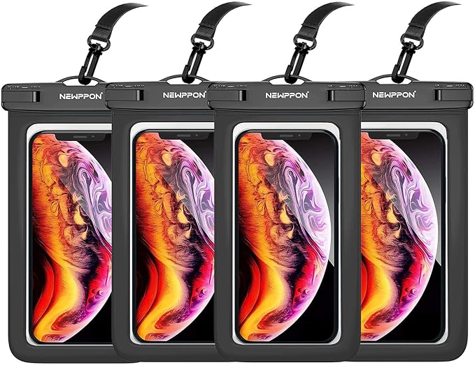 Waterproof Cell Phone Pouch : 4 Pack Float Clear Cell Holder Protector with Lanyard - Universal Floatable Water Proof Dry Bag for iPhone Samsung Galaxy for Beach Swimming Pool