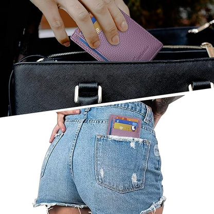 Travelambo Slim Wallet Front Pocket Minimalist Leather RFID Blocking Medium Size