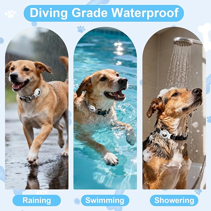 SANKALA for Airtag Dog Collar Holder, [1 Pack] Waterproof & Chew-Proof Stainless Steel Dog Airtag Holder with Slide-On Installation, Full Body Covered Air Tag Holder for Most Pet Collar, Silver, S