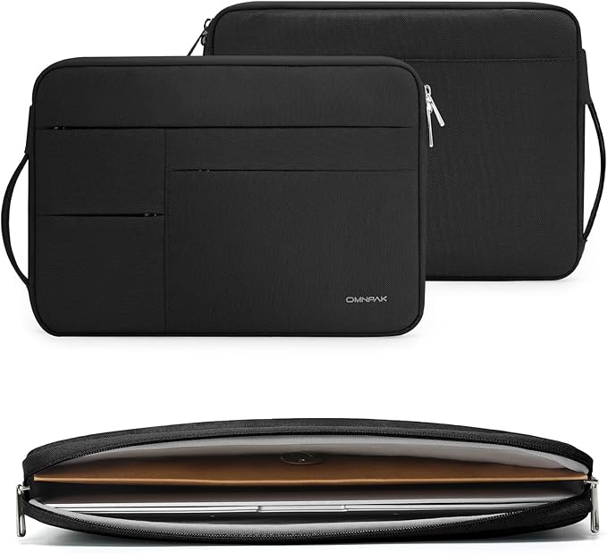 Omnpak for 15.3 inch MacBook Air Case Sleeve Compatible with 16 inch MacBook Pro M4/M3/M2/M1 Pro/Max,Multi Pockets with Side Handle Protective Carrying Case for 15 inch MacBook Air M4/M3/M2