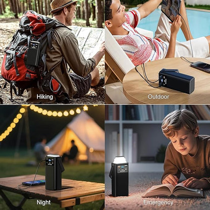 Power Bank 52800mAh PD 35W High Capacity Battery Pack with Built-in 4 Cables & LED Flashlight - 8 Port Portable Charger for Travel, Outdoor, and Multiple Device Charging