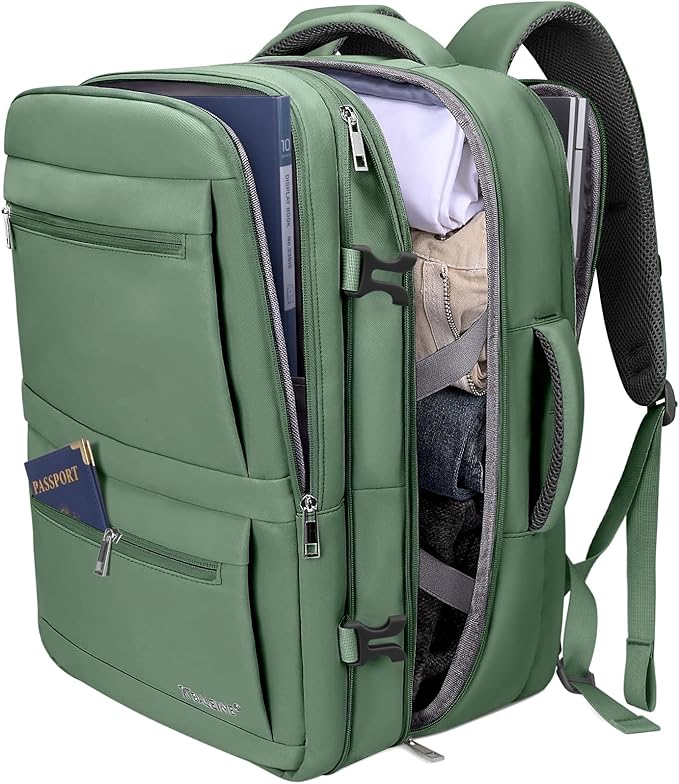 BALEINE Travel Backpack for Women Men, Large Sturdy Carry On Laptop Backpack Gifts for Business, Casual, Weekender, Hiking (XL, Olive Green)
