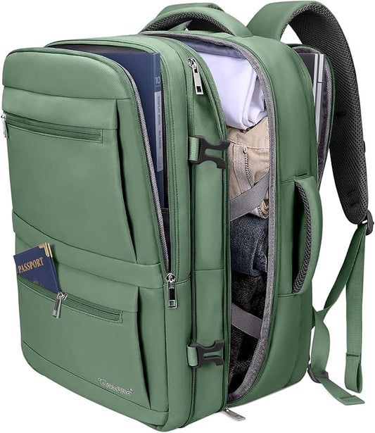BALEINE Travel Backpack for Women Men, Large Sturdy Carry On Laptop Backpack Gifts for Business, Casual, Weekender, Hiking (XL, Olive Green)