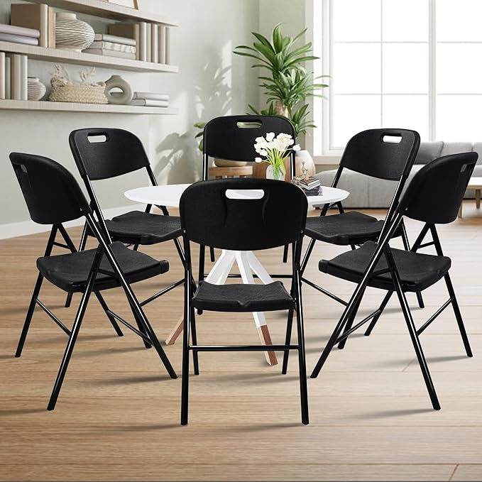 8 Pack Folding Chair, 700 lb Weight Capacity,Indoor/Outdoor Heavy Duty Foldable Chairs for Restaurants, Kitchens, Picnics, Races, Parties & Weddings. (8, Black)
