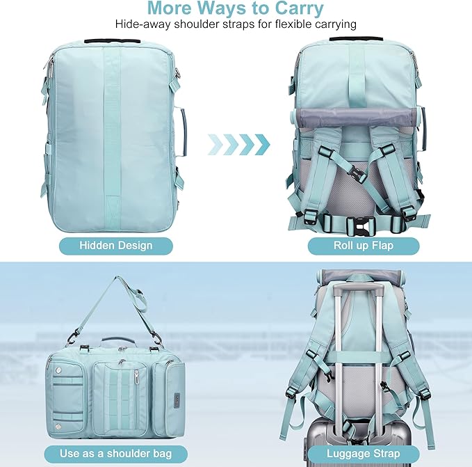 PIJUSHI Travel Backpack for Women Carry on Duffle Bag Backpack For Airplanes Luggage Rucksack with Shoe Compartment(PE048 Blue)