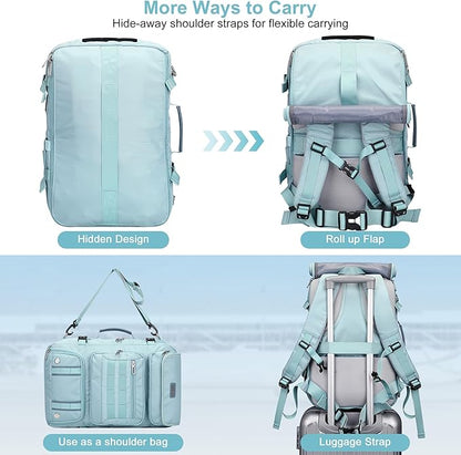 PIJUSHI Travel Backpack for Women Carry on Duffle Bag Backpack For Airplanes Luggage Rucksack with Shoe Compartment(PE048 Blue)