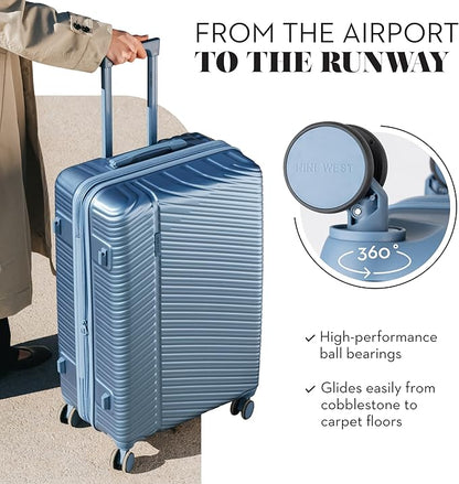 Nine West Zion 28 Inch Hardshell Spinner, Large Expandable Checked Luggage, Extra Capacity Suitcase for Extended Travel Lapis