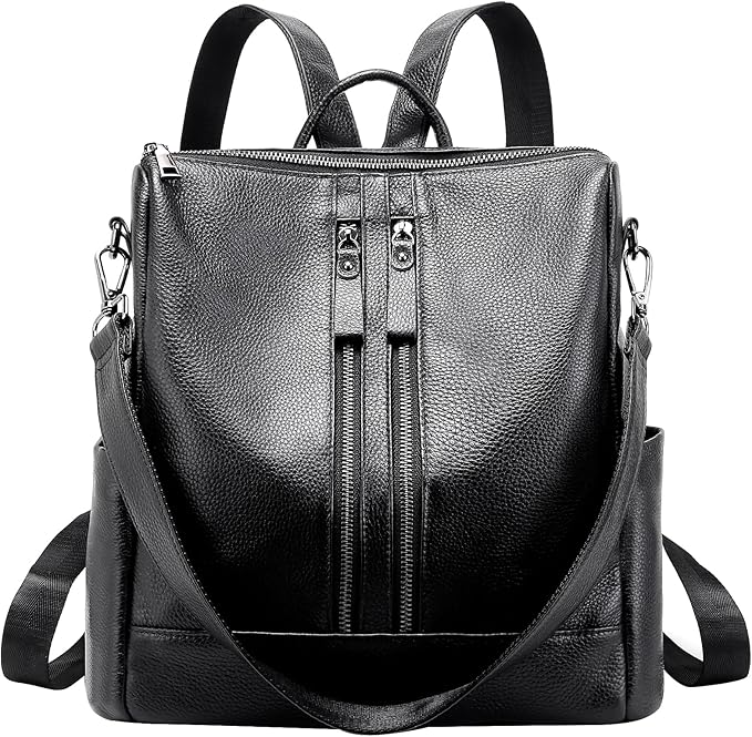 Genuine Leather Backpack Purse for Women: Fashion Ladies Convertible Backpack Designer Shoulder Handbag for Travel