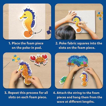 Skillmatics Poke-in Art - Underwater Animals, Mess-Free Arts & DIY Wood Crafts for Kids, Creative Kit, Gifts for Girls & Boys Ages 4, 5, 6, 7, 8, 9