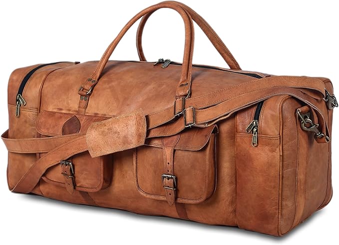 Large 32 inch duffel bags for men holdall leather travel bag overnight gym sports weekend bag