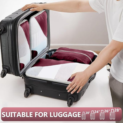 8 Set Packing Cubes for Travel,Gifts for Women Mom at Christmas,Anti-Tear Suitcase Organizers for Luggage with Hook Toiletry Bag,Teens & Friendship Gift,Vacation Essentials & Cruise Accessories,Wine