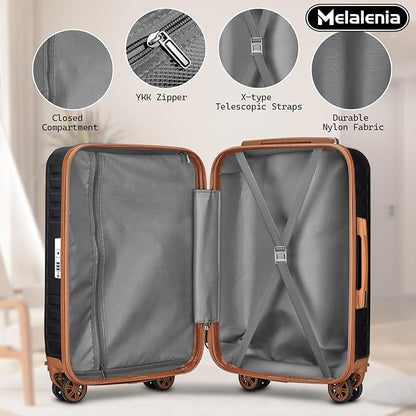 Melalenia Luggage Sets 4 Piece Suitcase Set,Hard Shell Carry on Luggage Travel Suitcases with Spinner Wheels and TSA Lock, Lightweight Luggage Set for Women