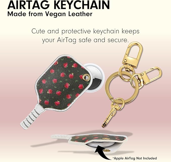 Sonix Keychain Case Compatible with Apple AirTags | Protective Cover Keychain | Pickleball Raspberry