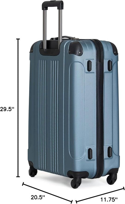 Kenneth Cole REACTION Out of Bounds Lightweight Hardshell 4-Wheel Spinner Luggage, Granite Blue, 28-Inch Checked