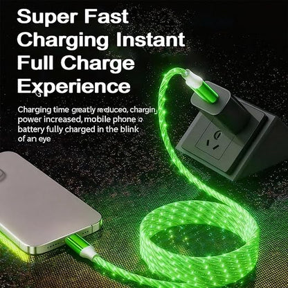 USB Cable PD Fast Charger Lighted Up (USB C TO C Starry Green)Mobile phone data cable, charging cable, supports data transfer, 39-inch, TPE material, compatible with almost all Type-C devices