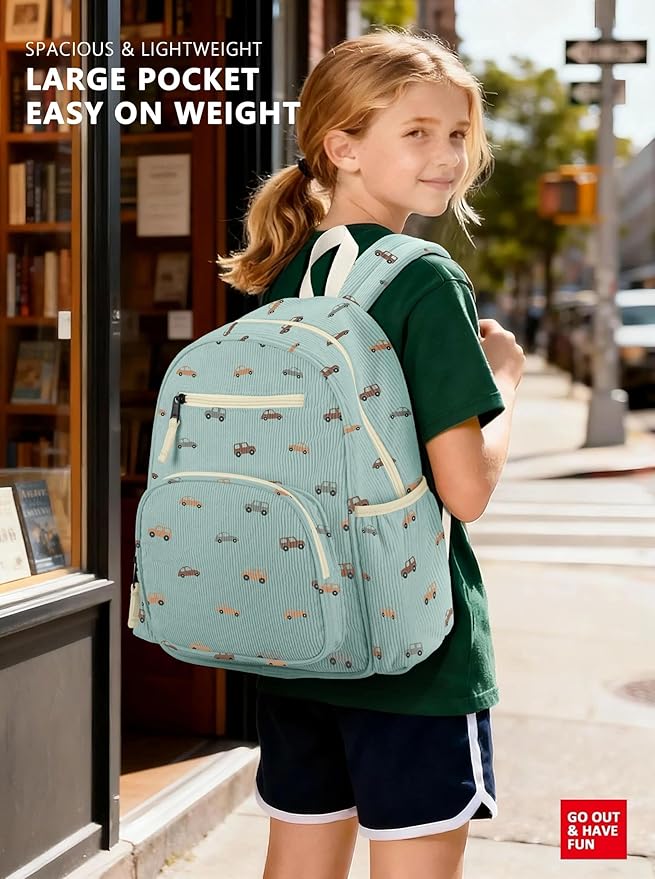 Corduroy Toddler Backpack for Boys 2-5, Cute Kids Backpacks Boys - Preschool Kindergarten Backpack 13.7" H Fit Folder
