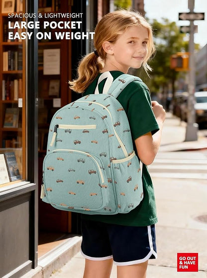 Corduroy Toddler Backpack for Boys 2-5, Cute Kids Backpacks Boys - Preschool Kindergarten Backpack 13.7" H Fit Folder