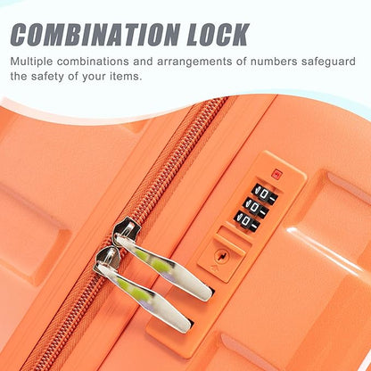 Campfun 3 Piece Luggage Sets, PC Gradient Color Suitcase Set with Double Spinner Wheels, Durable Carry On Luggage with Combination Lock, 20/24/28 inch, Red+Blue