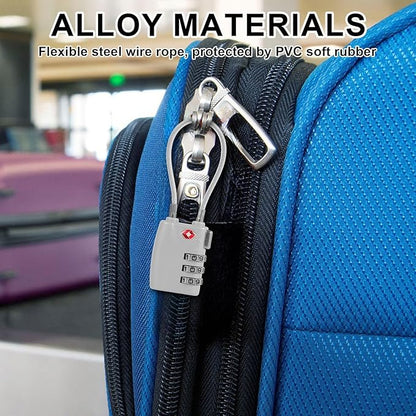 5 Pack TSA Locks for Luggage TSA Approved Luggage Locks 3 Digit Combination TSA Travel Locks Portable Cable Padlocks Zinc Alloy Body Suitcase Locks for Travel Bag Suitcase Backpack Lockers,Silver