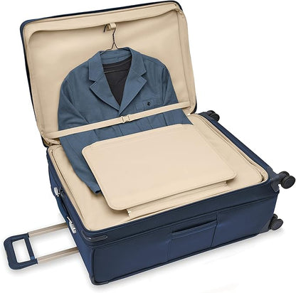 Briggs & Riley 31" Extra Large Expandable Spinner - Checked Luggage for Travel, Suitcases with Wheels, Softside Rolling Bag for Men & Women, Self-Repairing Zipper - Baseline Collection, Navy