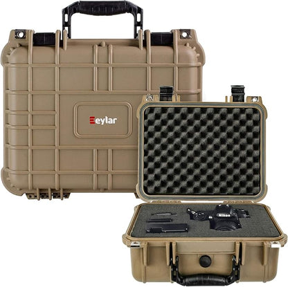 Eylar Protective Camera Hard Case Water & Shock Proof with Foam 13.37 inch 11.62 inch 6 inch Tan (Tan)