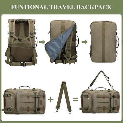 WITZMAN Travel Backpack for Men 40L Large Carry-on Airline Approved Convertible 3 in 1 laptop Bags Fit 17 inch(A8013 Army Green)