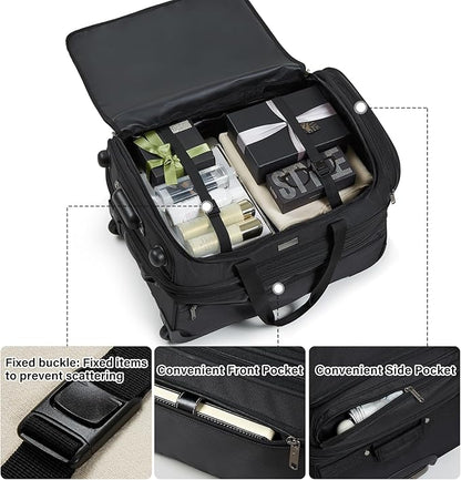 Hanke Large Expandable checked Luggage Suitcases with Wheels Foldable Duffle Bag for Travel suitcase for Women Men Garment Bag（Black）