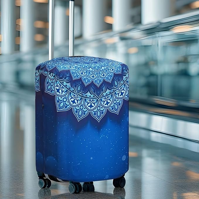 Explore Land Travel Luggage Cover Suitcase Protector Fits 23-26 Inch Case (Blue Violets, M)