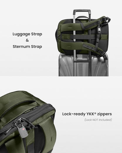 tomtoc Travel Backpack 28L, TSA Friendly Flight Approved Carry-on Luggage, Personal Item Travel Bag, Water-Resistant Lightweight Business Rucksack, Durable Bag Fits 16 Inch Laptop