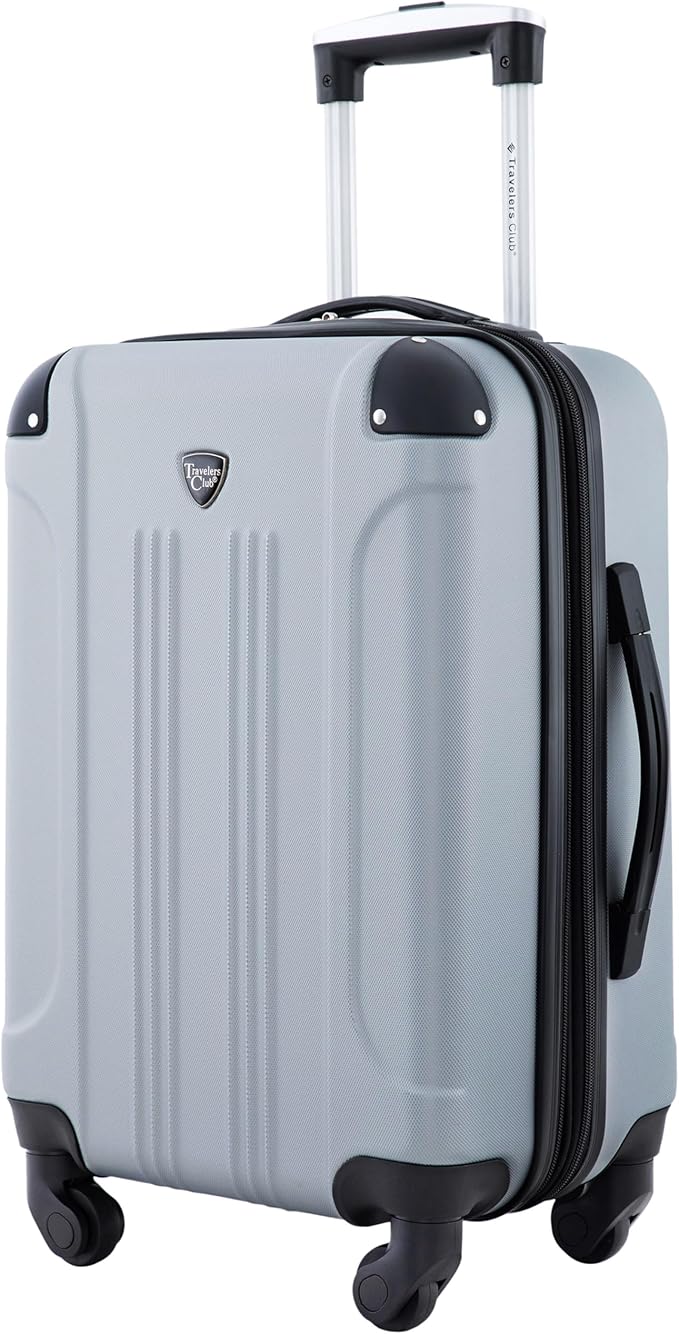 Travelers Club Chicago Hardside Expandable Spinner Luggage, Silver, 20" Carry-On