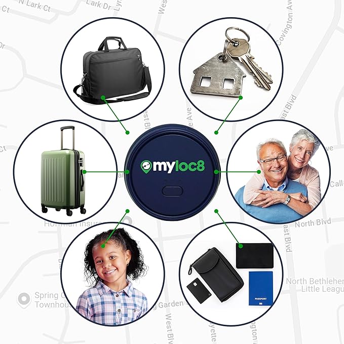 Highly Precise GPS Tracker for Keys, Backpack, Luggage & Kids – Built-in SIM, SOS Button - Smart Tag with Real-Time Tracking, Waterproof, iOS & Android Locator Device (4-Mo Subscription Included)