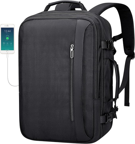 PIJUSHI Travel Backpack for Women Men Expandable Carry on Luggage Backpack Airline Approved Personal Item Laptop Bag(PE034 Black)