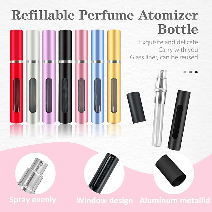 4 Pack Refillable Mini Perfume Atomizer Bottle，Portable Separate Bottles，Travel and Outings Spray Boxes Dispensers 5ml/0.2oz (Black)