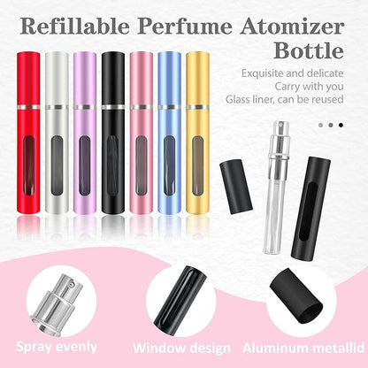 2 Pack Refillable Mini Perfume Atomizer Bottle，Portable Separate Bottles，Travel and Outings Spray Boxes Dispensers 5ml/0.2oz (Black)