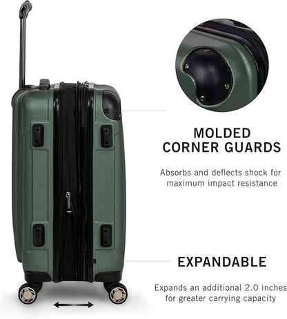 Kenneth Cole REACTION Renegade Luggage Expandable 8-Wheel Spinner Lightweight Hardside Suitcase, Cilantro, 20-inch Carry On