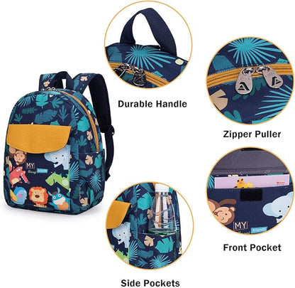 willikiva Cute Zoo Little 2d Backpack Kid Backpacks for Girls and Boys Toddler Backpack Waterproof Preschool Safety Harness Leash(Zoo)