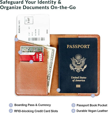 Personalized Passport Holder Travel Wallet PU Leather Vaccine Case Protector Cover Credit Card Slots RFID Blocking Customized for Women and Men Cute