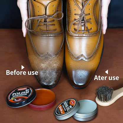 Black Brown Shoe Polish Kit Saddle Soap Mink Oil Leather Boot Shoe Shine Kit Conditioner Cream Wax Care Clearner Set