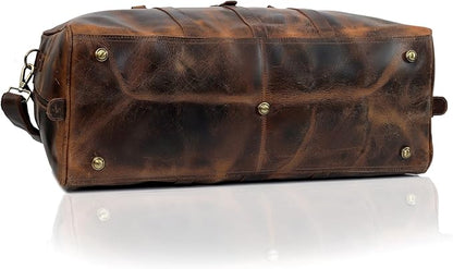 Leather Duffle bag Travel Weekender Bag Carry on Overnight Bag Gym Sports Duffel bag Luggage Bag for Men and Women