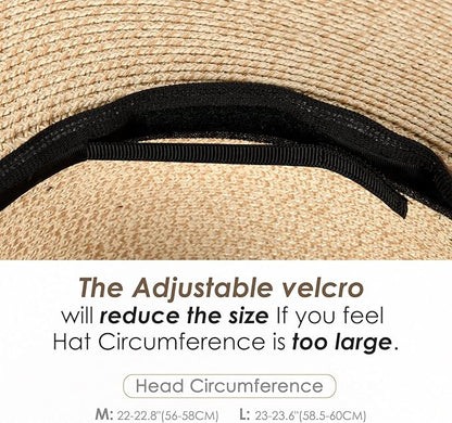 FURTALK Sun Hats for Women Summer Wide Brim UV UPF 80+ Panama Fedora Foldable Packable Straw Beach Hat