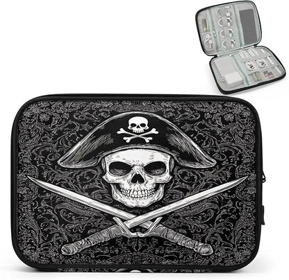 Cable Organizer Cool Pirate Skull Electronics Travel Organizer Case Tech Accessories Pouch Waterproof Cord Storage Bag for Power Bank Charger Phone Earphone