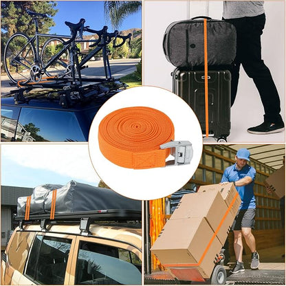 10-Pack Lashing Straps, 16ft x 1" Tie Down Straps with Kayak Cam Buckles - Heavy Duty, Secure up to 600 lbs for Kayak, Cargo, Luggage, Canoe, Bicycles, Motorcycles, Trucks (Orange)