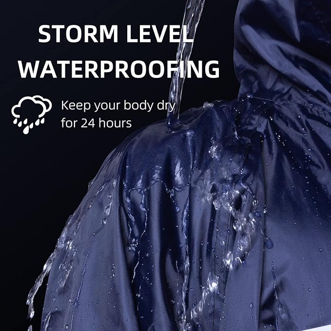 Coralrain Long Hooded Raincoat Safety Waterproof Emergency Rain Jacket Poncho for Men Women Adults