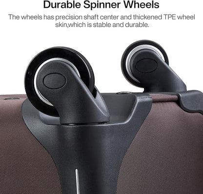 Hanke 3 Piece luggage Sets Softside Expandable luggage with Spinner Wheels TSA Lock,Travel Lightweight Luggage Sets,Coffee